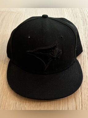 New Era 59 Fifty Toronto Blue Jays Triple Black MLB Baseball Hat - Size 7 1/8